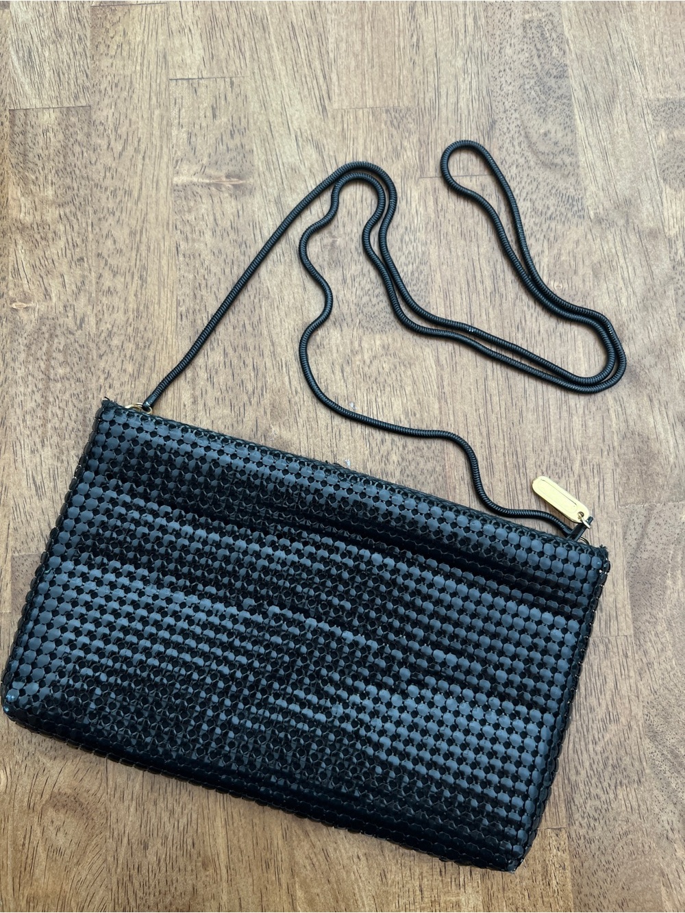 Carla Marchi Vintage Black Metal Mesh Crossbody Bag Snake Chain Strap Clutch